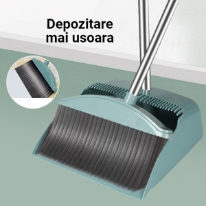 Set matura, faras cu coada si matura silicon, Flippy, Pentru uz casnic, Plastic/Otel, Albastru deschis, 90 x 72 x 100 cm - Img 4