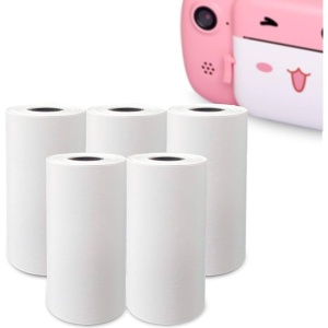 Set Mini Imprimanta Foto Portabila, Flippy, Include: 1x Set de Markere, 5x Role de Hartie Termica, 5x Role Hartie Adeziva, Incarcare USB, Bluetooth, Print Alb-Negru, Model Ursulet, Alb/Roz - Img 3