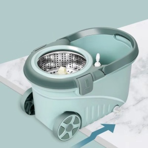 Set mop rotativ cu galeata Flippy, material plastic si microfibra, o rezerva inclusa, rezistent, cu dop scurgere, vas detasabil, orificiu pentru solutie, pentru interior, capacitate 8 l, verde - Img 3