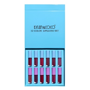 Set Rujuri de Buze, KEVIN & COCO, 12 Culori, 17x14.8x2.9 cm, Diferite Nuante, LipGloss, Albastru - Img 5