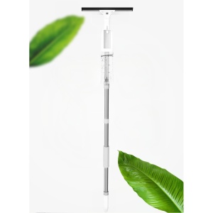 Stergator de Geamuri Flippy, cu Doua Fete, Tija Telescopica, cu Recipient de Lichid, Laveta din Microfibra, Racleta Silicon, 120 cm, Alb - Img 5