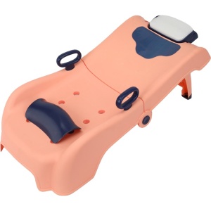 Suport Pliabil pentru Spalat Parul Flippy, Pentru Copii, 0 - 16 ani, cu Picioare Antialunecare, Material Polipropilena, Suport Cap Reglabil, cu Manere, 82 x 40 x 28 cm, Roz pal - Img 1
