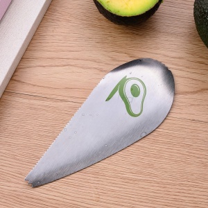 Taietor special pentru avocado Flippy, 3 in 1, forma curbata, zimti pentru apucare si taiere, din otel inoxidabil, 15 x 6 cm, gri - Img 3