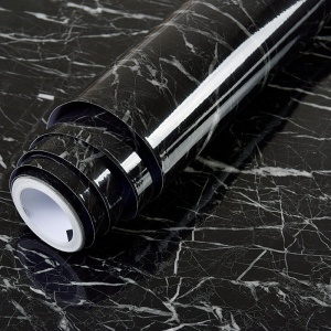 Tapet Autocolant pentru Bucatarie, Flippy, Rola cu Efect de Marmura, Folie Autoadeziva, 40cmx100cm, Negru - Img 2