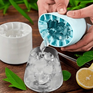 Tava de Gheata din Silicon cu Capac, Flippy, Forma de Gheata pentru Racirea Bauturilor, in Forma de Frapiera, Silicon fara BPA, Cuburi de Gheata, 9x8.5x8 cm, Albastru - Img 5