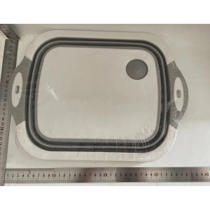 Tocator Multifunctional, Flippy, 2 in 1, cu Cos pentru Spalat si Scurgere Alimente, 480 g, Pliabila, Gri - Img 8