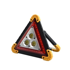 Triunghi Multifunctional de Avertizare, Flippy, Lanterna LED, Impermeabil IP65, 800 lm, 2 x AA, Functie Incarcare Telefon, USB si Micro USB, COB, Portocaliu - Img 1