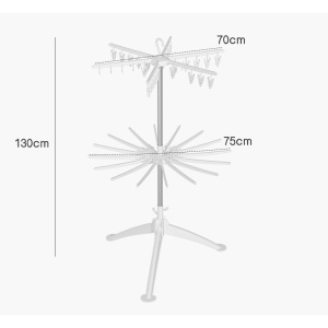 Uscator de Rufe Vertical, Flippy, 2 Niveluri, Pliabil, din ABS+PP+Otel Inoxidabil, Rotire 360 Grade, 130 x 75 cm, Alb - Img 6