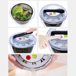 Uscator Manual pentru Salata si Verdeturi, Flippy, Plastic, 20x20x25 cm, Capacitate 5L, Negru - Img 6