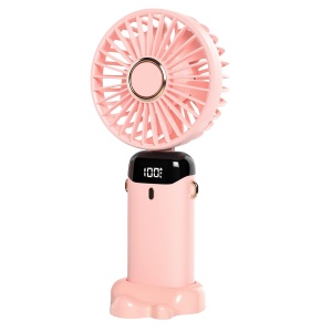 Ventilator Ultra Portabil cu Aromaterapie, Flippy, 3 in 1, de Mana, de Birou, de Gat, 5 Trepte de Viteza, Incarcare USB, Autonomie 12h, Pliabil, cu Ecran LCD, Roz - Img 1