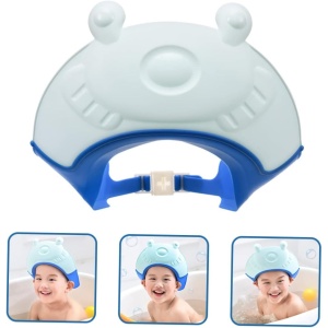 Viziera de Protectie Baie Pentru Copii, Fippy, Model Broasca, Dimensiune ajustabila, Durabil, Usor de curatat, Impotriva Samponului, pentru Ochi si Urechi, TPE+PP, 24x23 cm, Albastru - Img 7