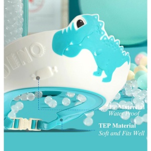 Viziera de Protectie Baie Pentru Copii, Fippy, Model Dinozaur, Dimensiune ajustabila, Durabil, Usor de curatat, Impotriva Samponului, pentru Ochi si Urechi, TPE+PP, 22x21 cm, Albastru - Img 12