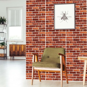 10 x Placi Tapet Autocolant 3D cu Imitatie de Caramida, pentru Perete Bucatarie Sufragerie, Usor de Curatat, Rezistent la Apa, Autoadeziv, 30x30 cm, Rosu - Img 3