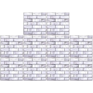 10 x Placi Tapet Autocolant 3D cu Imitatie de Marmura Dreptunghiulara, pentru Perete Bucatarie Sufragerie, Usor de Curatat, Rezistent la Apa, Autoadeziv, 30x30 cm, Gri - Img 7