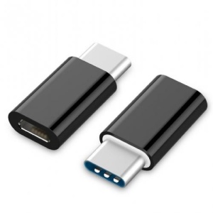 Adaptor micro USB (mama) to Type-C(tata) cu Agatatoare Breloc inclusa, Negru - Img 1
