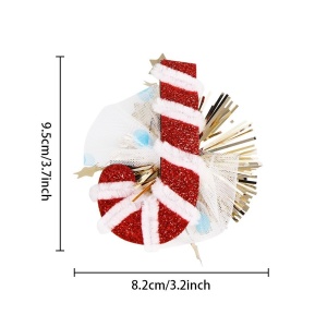 Agrafa de Par, Flippy, Tema Craciun, Model Acadea, din Panza, 9.5 x 8.2 cm, Multicolor - Img 2