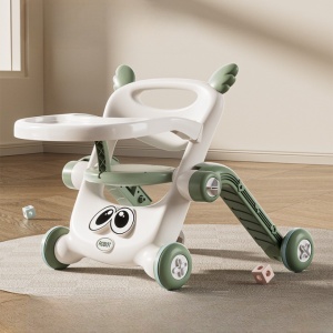 Antemergator pentru Copii 8 in 1, Flippy, Multifunctional, cu Maner de Impingere Detasabil, Scuter, Trotineta, Scaun Reglabil, Tavita Detasabila, Stabil, Antiderapant, 4 Roti, 56x44x64cm, 9-12 Luni, Verde - Img 3