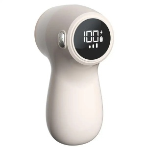 Aparat Electric de Curatat Scame 2in1, Flippy, Indepartare Scame si Aspirare, 15 x 8.5 cm, din ABS si Otel Inoxidabil, Incarcare USB Tip C, Bej - Img 1