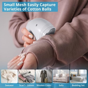 Aparat Pentru Curatat Scame, Par Si Praf, Flippy, Trimmer pentru Diferite Tipuri De Material, Cu Lame Din Otel Inoxidabil, Maner Ergonomic, Incarcare Prin USB, 15x6x9 cm, Alb - Img 10