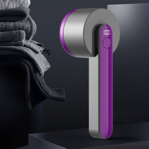Aparat Pentru Curatat Scame, Par Si Praf, Flippy, Trimmer pentru Diferite Tipuri De Material, Cu Lame Din Otel Inoxidabil, Maner Ergonomic, Incarcare Prin USB, Negru Mov - Img 2
