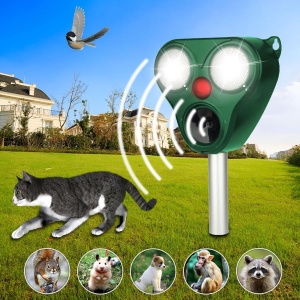 Aparat Solar LED cu Ultrasunete, Flippy, Repelent pentru Animale Mari si Mici, Lumina Rosie si Alba, Anti Rozatoare, Anti Insecte, Frecventa 13.5KHZ-65 KHZ, Senzor PIR, 13 x 14.7 x 24.5 cm, Verde - Img 8