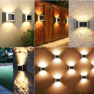 Aplica solara LED Flippy, ABS/Policarbonat, rezistenta la apa IP65, 6 LED-uri, pentru perete, trepte, borduri, terasa, 1.2V, 600mah, 10 x 6.5 cm, doua moduri de prindere, lumina alb calda, gri - Img 4
