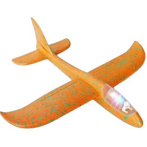 Avion Planor cu Pilot, Flippy, Din Polistiren, Cu Lumini in Cabina Pilotului, Lungime 47 cm, Portocaliu - Img 1