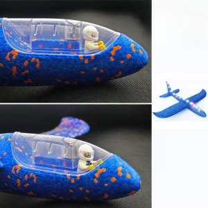 Avion Planor cu Pilot, Flippy, Din Polistiren, Cu Lumini pe Toata Lungimea, 47 cm, Albastru - Img 3