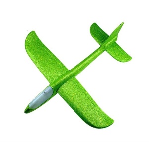 Avion planor din polistiren in punga , lungime 47 cm , Verde, cu lumini pe cap, Flippy - Img 1
