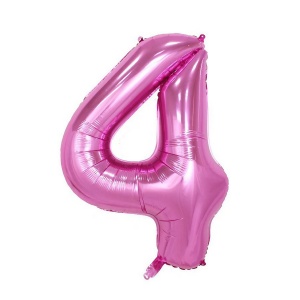 Balon din Folie Flippy, Cifra 4, 81 cm, Pentru Aer sau Heliu, Bulk, Mov - Img 1