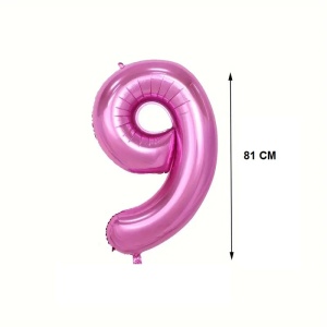 Balon din Folie Flippy, Cifra 9, 81 cm, Pentru Aer sau Heliu, Bulk, Mov - Img 2