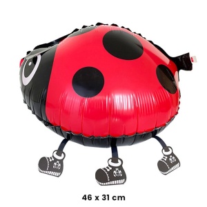 Balon din Folie Metalizata, Flippy, Figurina Animata, Model Buburuza, 46x31 cm, Ambalaj Individual, Pai Inclus, Umflare cu Aer sau Heliu, Rosu-Negru - Img 2