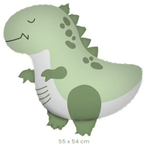 Balon din Folie Metalizata, Flippy, Figurina Animata, Model Dinozaur, 55 x 54 cm, Ambalaj Individual, Pai Inclus, Umflare cu Aer sau Heliu, Verde - Img 2