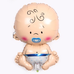Balon din Folie Metalizata, Flippy, Figurina Baietel, Tema Botez, 73x48 cm, Ambalaj Individual, Pai Inclus, Umflare cu Aer sau Heliu, Albastru - Img 7