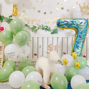 Balon din Folie Metalizata Flippy, Figurina Cifra, Imprimeu Gogosi, Tema Aniversare 100 cm, Ambalaj Individual, Pai inclus, Umflare cu Aer sau Heliu, Multicolor, Cifra 7 - Img 10