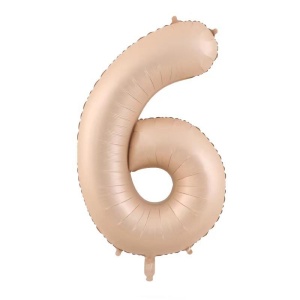 Balon din Folie Metalizata, Flippy, Figurina Cifra, Model 6, Tema Aniversare 100 cm, Ambalaj Individual, Pai Inclus, Umflare cu Aer sau Heliu, Crem - Img 1