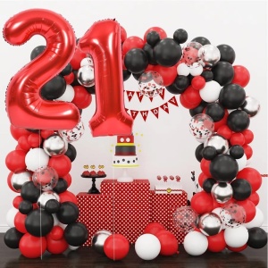 Balon din Folie Metalizata Flippy, Figurina Cifra, Tema Aniversare 40 cm, Ambalaj Individual, Pai inclus, Umflare cu Aer sau Heliu, Rosu, Cifra 2 - Img 9