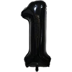 Balon din Folie Metalizata Flippy, Figurina Cifra, Tema Aniversare 40 cm, Ambalaj Individual, Pai inclus, Umflare cu Aer sau Heliu, Negru, Cifra 1 - Img 7