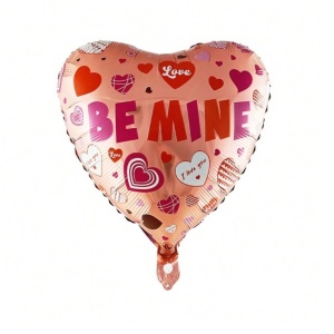 Balon din Folie Metalizata, Flippy, Figurina Inimioara, Model BE MINE, Tematica Iubire, 45 cm, Ambalaj Individual, Pai Inclus, Umflare cu Aer sau Heliu, Rosu - Img 3