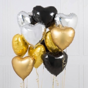 Balon din Folie Metalizata, Flippy, Figurina Inimioara, Model Simplu, Tematica Iubire, 40 cm, Ambalaj Individual, Pai Inclus, Umflare cu Aer sau Heliu, Negru - Img 5