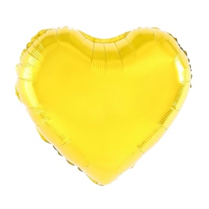 Balon din Folie Metalizata, Flippy, Figurina Inimioara, Model Simplu, Tematica Iubire, 40 cm, Ambalaj Individual, Pai Inclus, Umflare cu Aer sau Heliu, Auriu