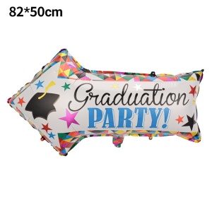 Balon din Folie Metalizata, Flippy, Figurina Sageata, Tema Absolvire, 82x50 cm, Ambalaj Individual, Pai Inclus, Umflare cu Aer sau Heliu, Multicolor - Img 2