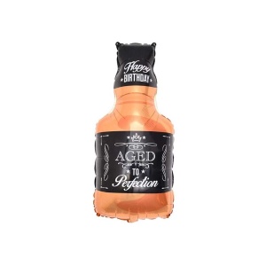 Balon din Folie Metalizata, Flippy, Figurina Sticla de Whisky, Tema Aniversare, 90x45 cm, Ambalaj Individual, Pai Inclus, Umflare cu Aer sau Heliu, Maro - Img 5