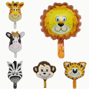 Balon din Folie Metalizata, Flippy, Mini Figurine Animalute, Model Girafa, Tematica Aniversare, 32x45 cm, Ambalaj Individual, Pai Inclus, Umflare cu Aer sau Heliu, Multicolor - Img 3