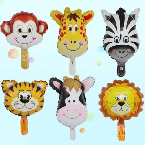Balon din Folie Metalizata, Flippy, Mini Figurine Animalute, Model Tigru, Tematica Aniversare, 38x31 cm, Ambalaj Individual, Pai Inclus, Umflare cu Aer sau Heliu, Multicolor - Img 5