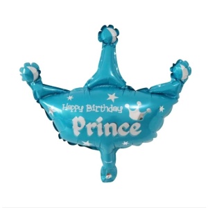 Balon din Folie Metalizata, Flippy, Mini Figurine, Model Coroana de Print, Tematica Aniversare, 42x38 cm, Ambalaj Individual, Pai Inclus, Umflare cu Aer sau Heliu, Albastru - Img 6