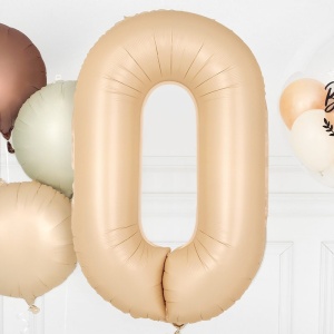 Balon din Folie Metalizata, Flippy, Model Cifra 0, 100 cm, Ambalaj Individual, Pai Inclus, Crem - Img 4