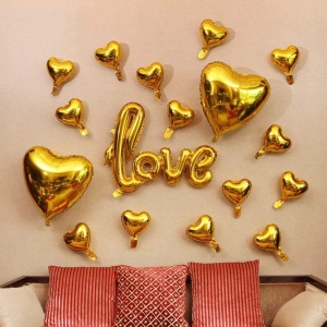 Balon din Folie Metalizata, Flippy, Model Love scris de mana, 102x65 cm, Tematica Ziua Îndrăgostiților, Ambalaj Individual, Pai Inclus, Umflare cu Aer sau Heliu, Auriu - Img 5
