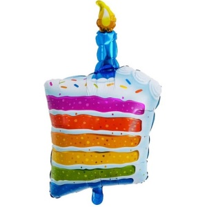 Balon din Folie Metalizata, Flippy, Model Prajitura cu Lumanare, 84x53 cm, Baloane Party, Ambalaj Individual, Pai Inclus, Umflare cu Aer sau Heliu, Multicolor - Img 1