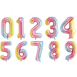 Balon din Folie Metalizata Gradient Flippy, Figurina Cifra, Tema Aniversare 100 cm, Ambalaj Individual, Pai inclus, Umflare cu Aer sau Heliu, Multicolor, Cifra 0 - Img 9